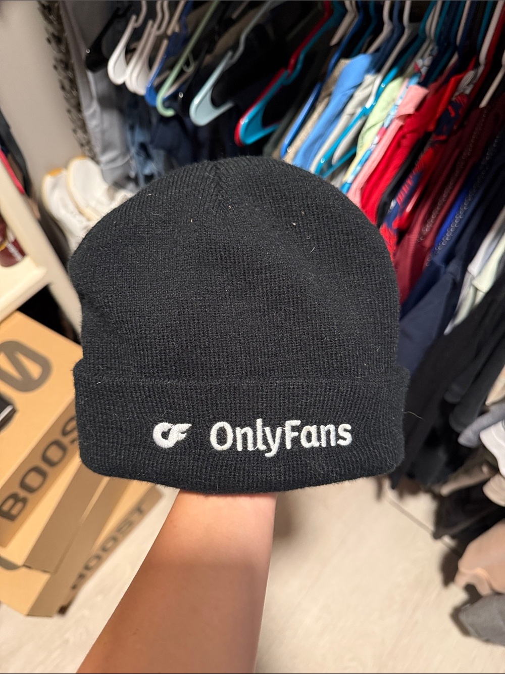 OnlyFans Black Embroidered Knit Beanie - Unbranded